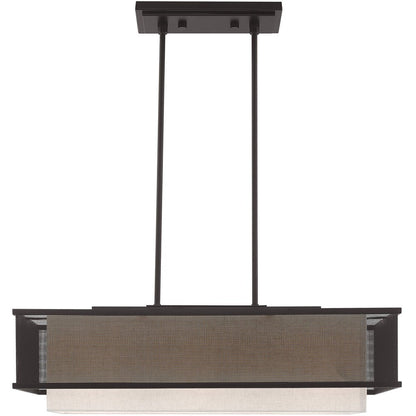 Bronze Three Light Dimmable Chandelier With Shades