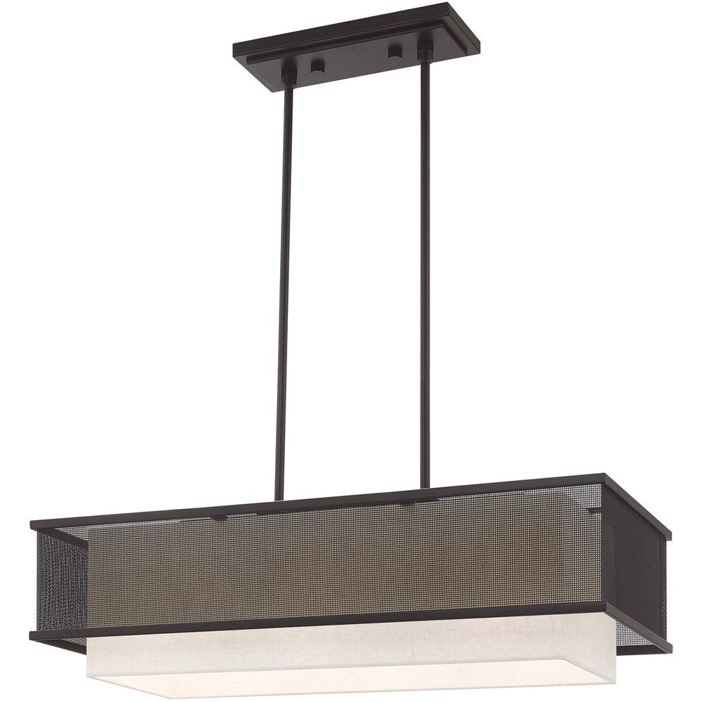 Bronze Three Light Dimmable Chandelier With Shades