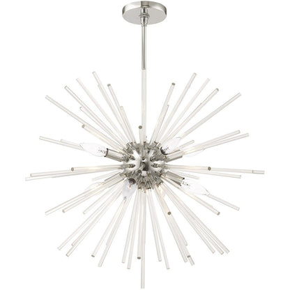 Eight Light Dimmable Chandelier With Shades