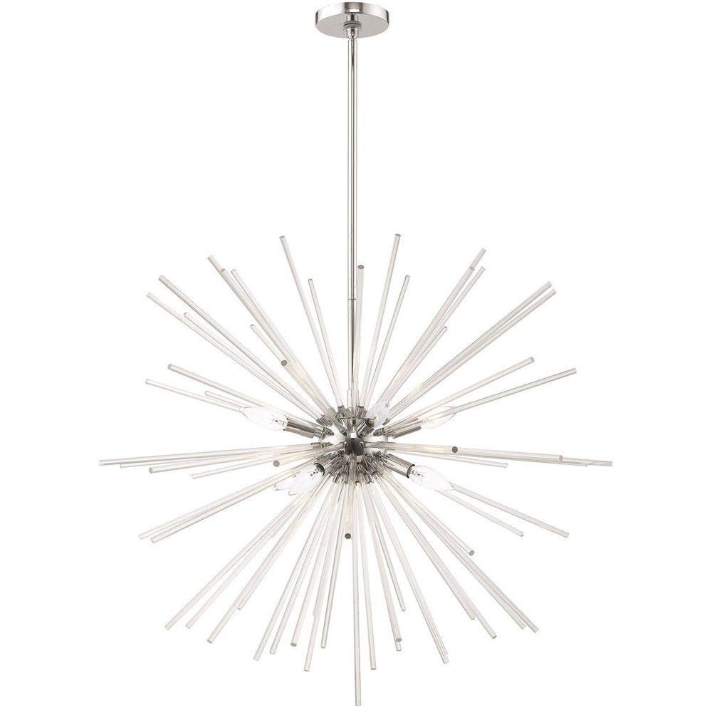 Eight Light Dimmable Chandelier With Shades