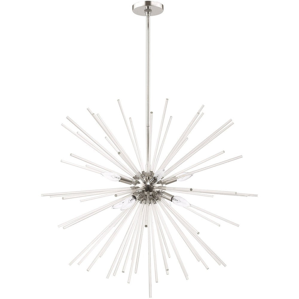 Eight Light Dimmable Chandelier With Shades