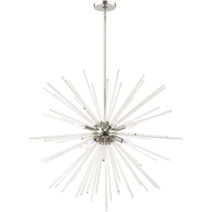 Eight Light Dimmable Chandelier With Shades