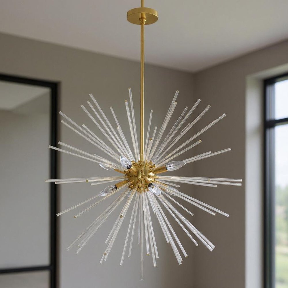 Eight Light Dimmable Chandelier With Shades