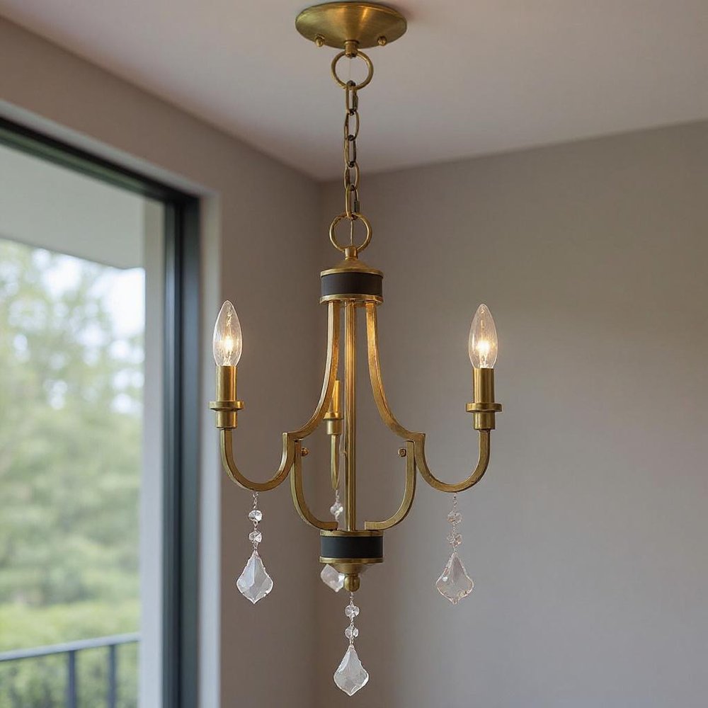 Three Light Dimmable Chandelier With Shades
