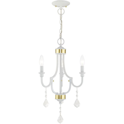 White Three Light Dimmable Chandelier With Shades