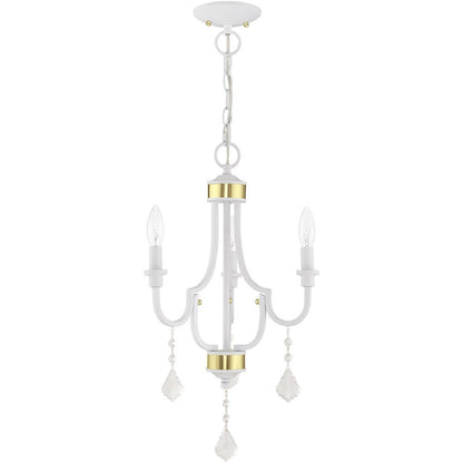White Three Light Dimmable Chandelier With Shades