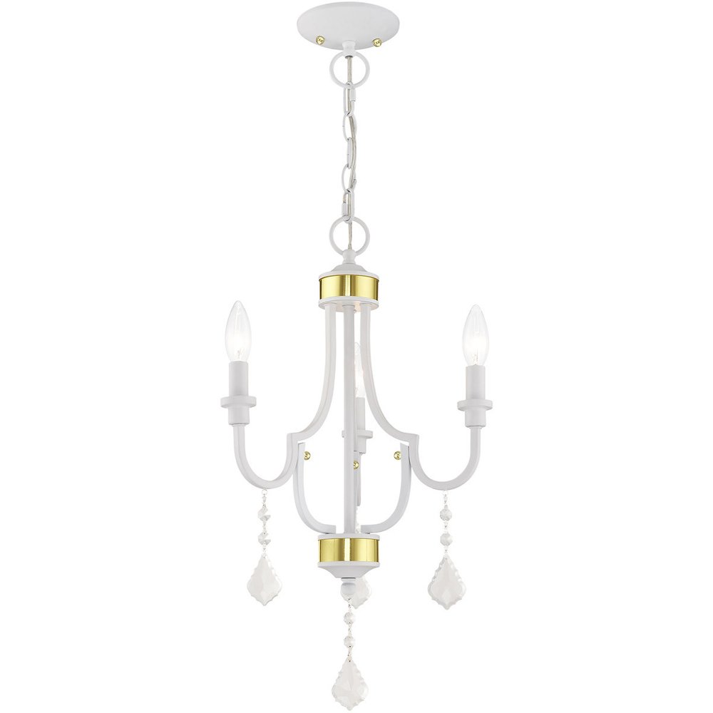 White Three Light Dimmable Chandelier With Shades