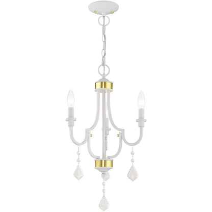 White Three Light Dimmable Chandelier With Shades