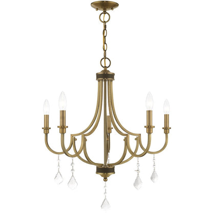 Five Light Dimmable Chandelier With Shades