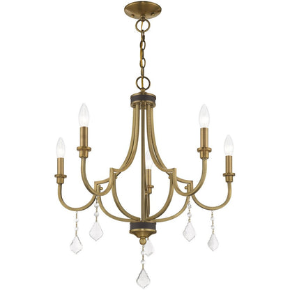 Five Light Dimmable Chandelier With Shades