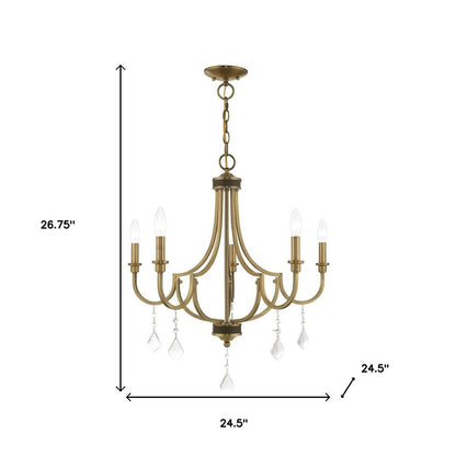 Five Light Dimmable Chandelier With Shades