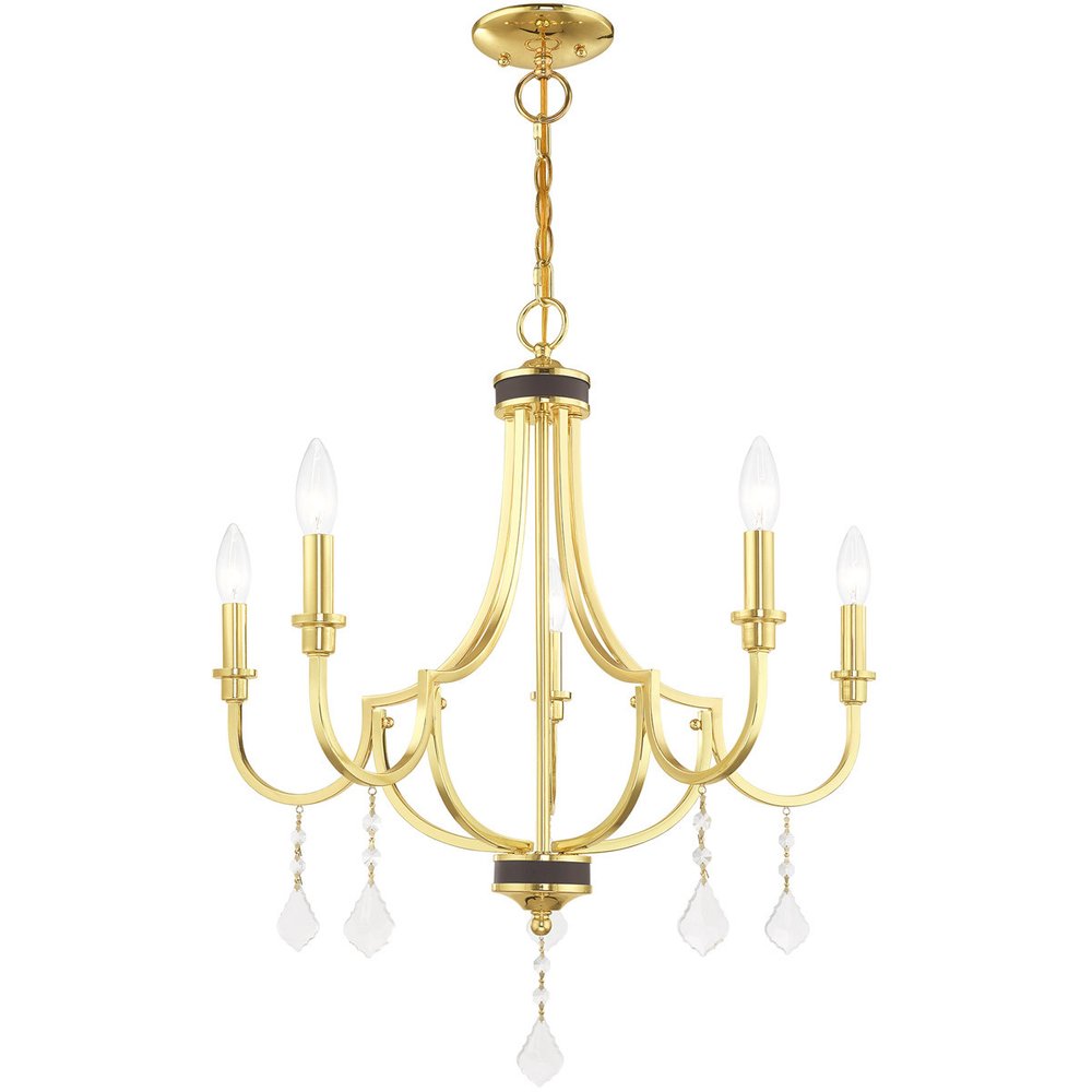 Five Light Dimmable Chandelier With Shades