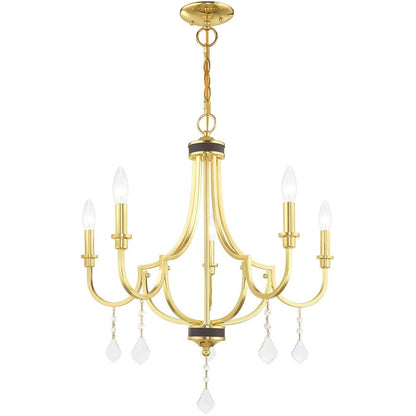 Five Light Dimmable Chandelier With Shades