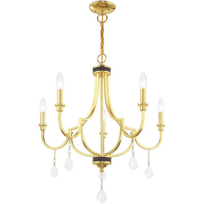 Five Light Dimmable Chandelier With Shades
