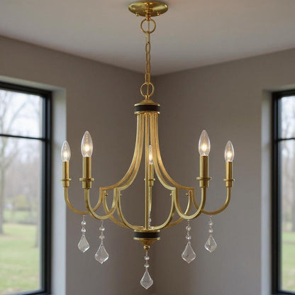 Five Light Dimmable Chandelier With Shades