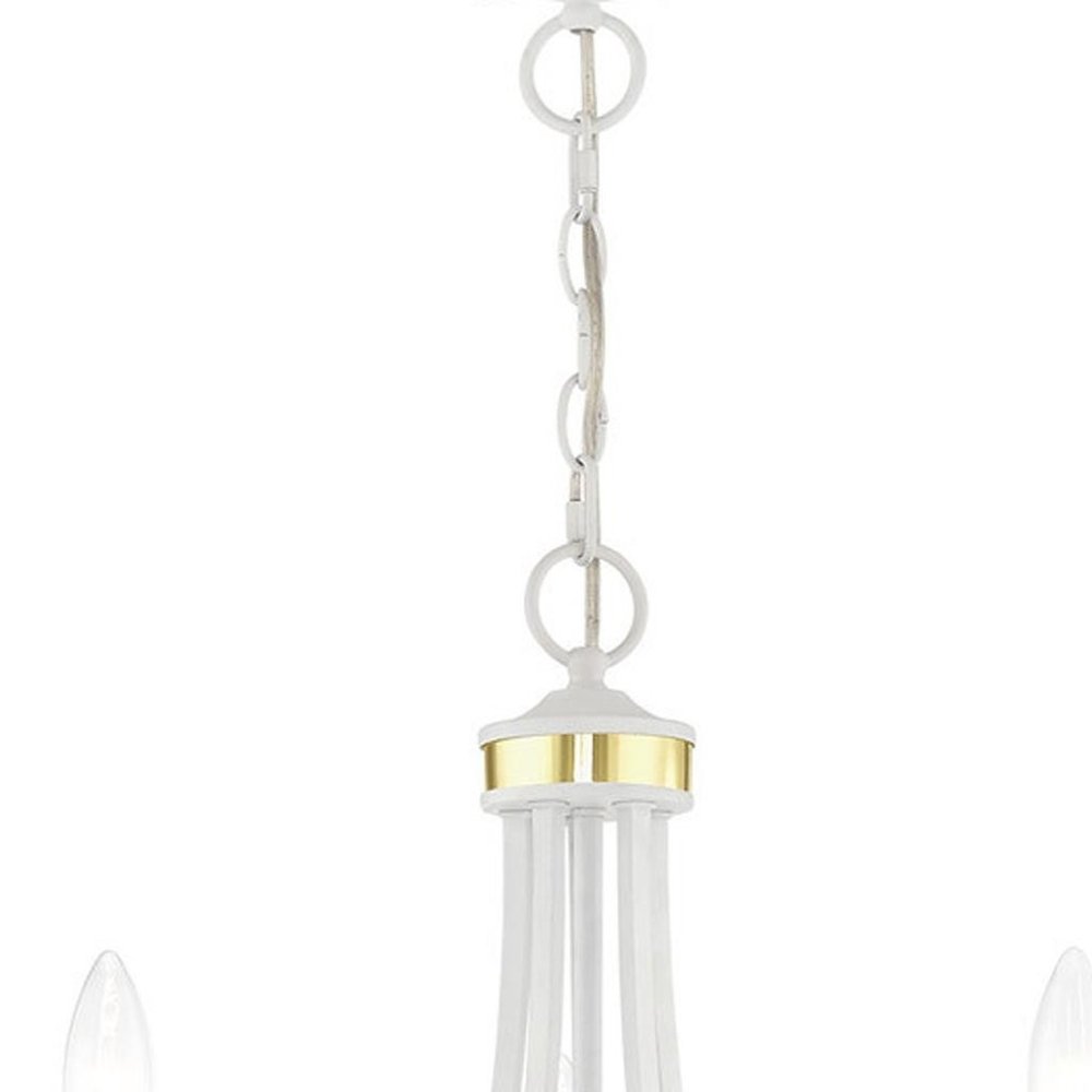 White Five Light Dimmable Chandelier With Shades