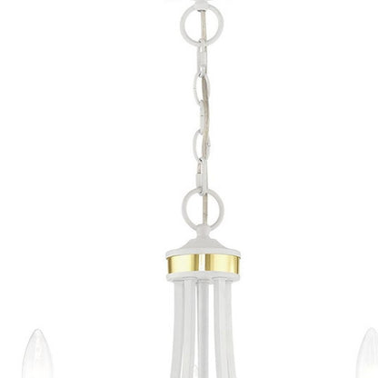 White Five Light Dimmable Chandelier With Shades