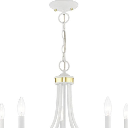 White Five Light Dimmable Chandelier With Shades