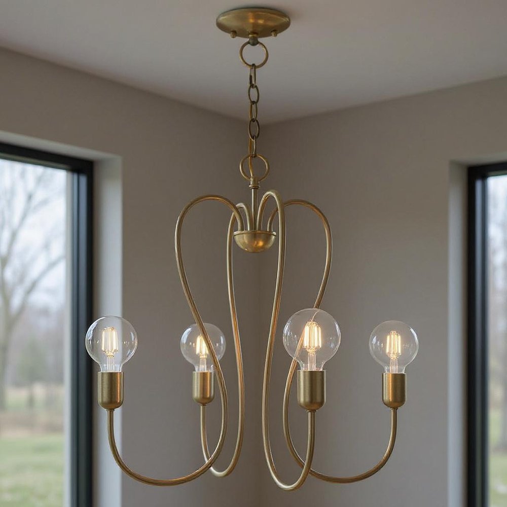 Four Light Dimmable Chandelier With Shades