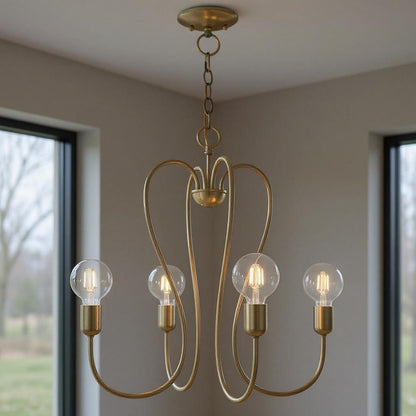 Four Light Dimmable Chandelier With Shades