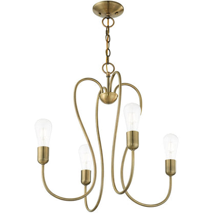 Four Light Dimmable Chandelier With Shades
