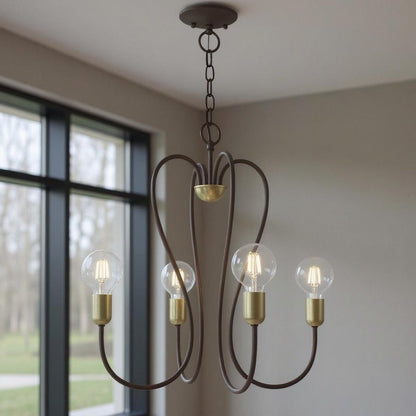 Four Light Dimmable Chandelier With Shades