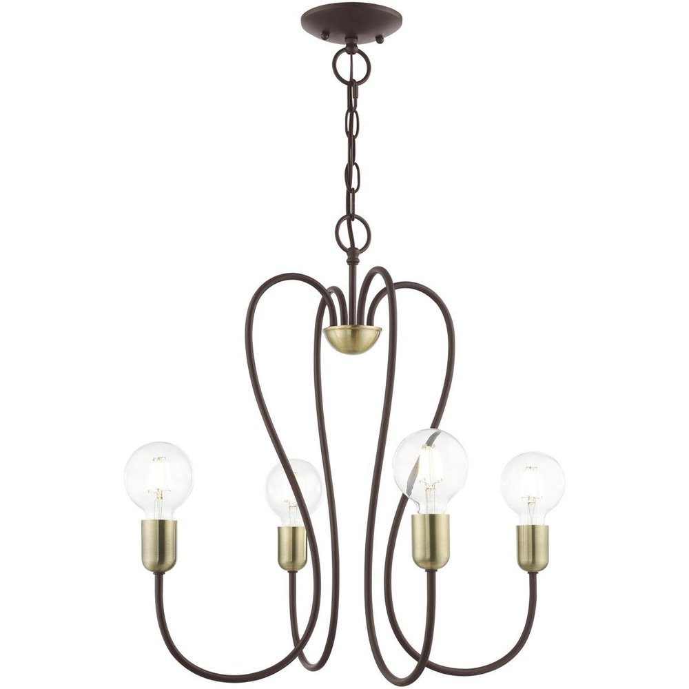 Four Light Dimmable Chandelier With Shades