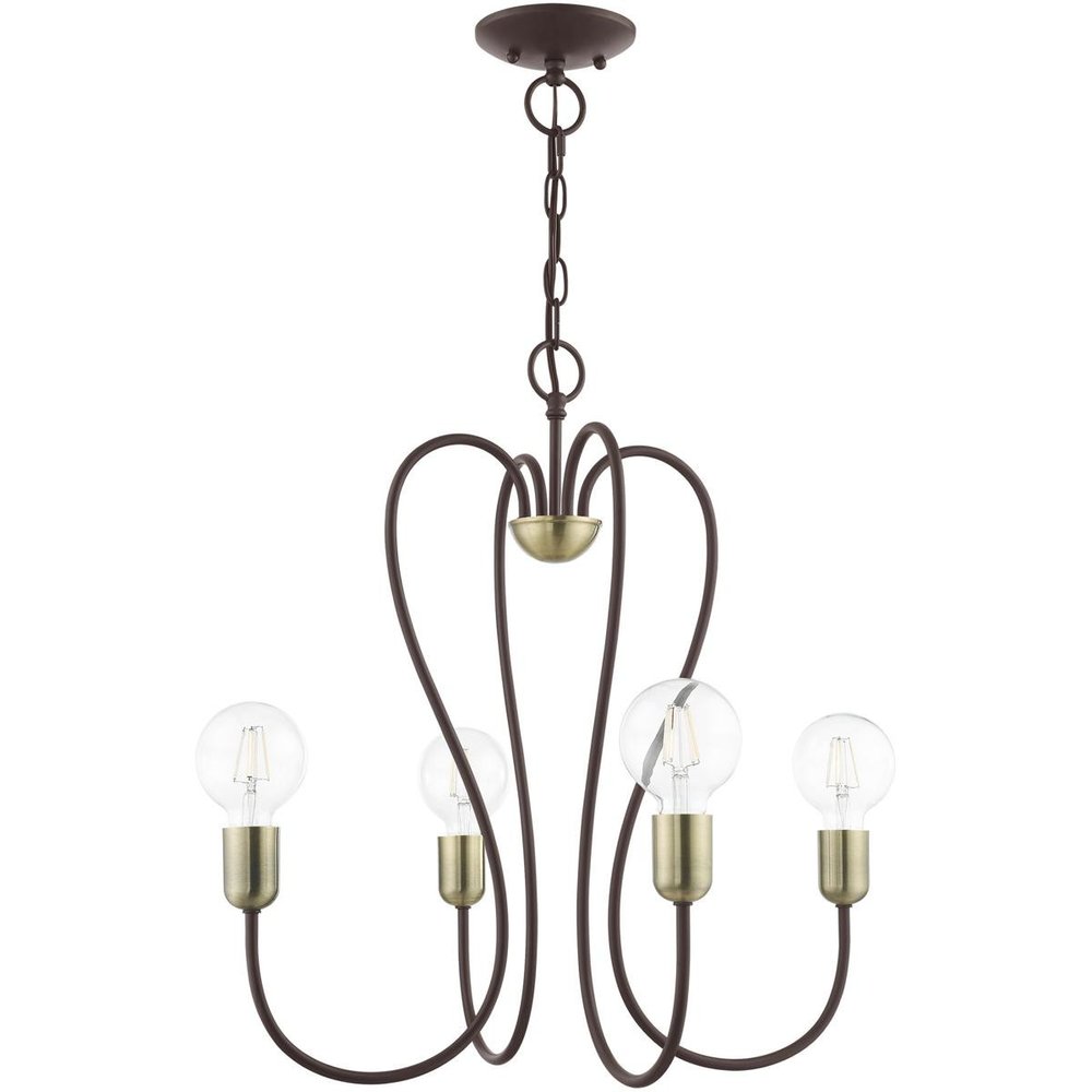 Four Light Dimmable Chandelier With Shades