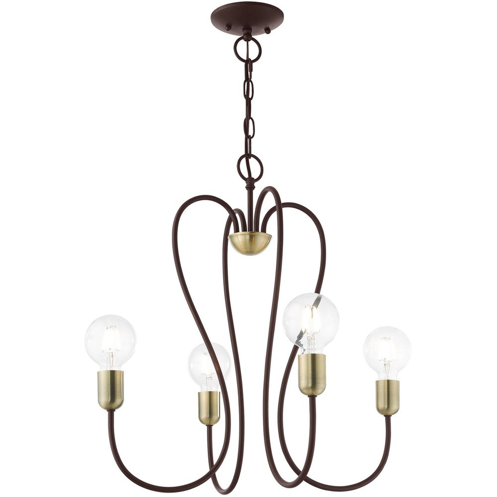Four Light Dimmable Chandelier With Shades