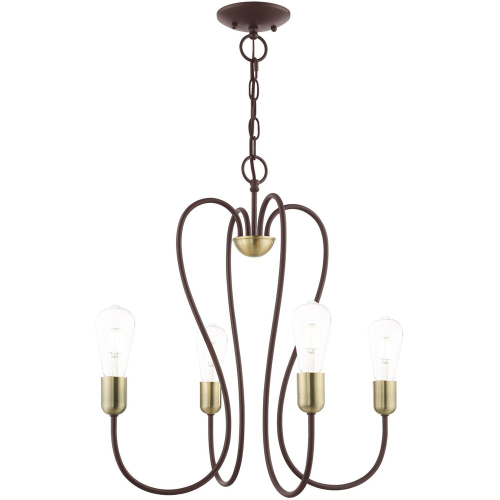 Four Light Dimmable Chandelier With Shades