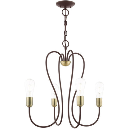 Four Light Dimmable Chandelier With Shades