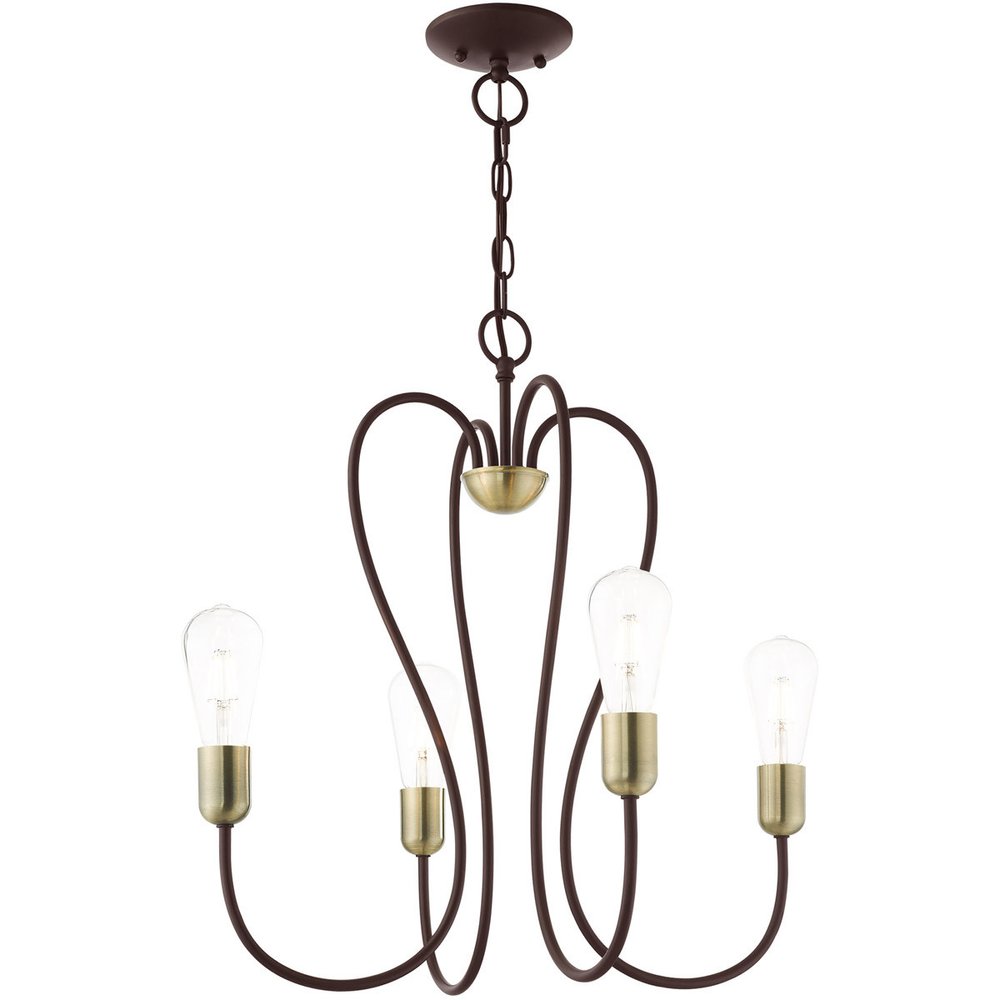 Four Light Dimmable Chandelier With Shades