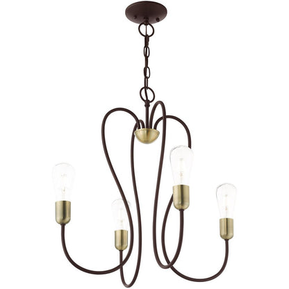 Four Light Dimmable Chandelier With Shades