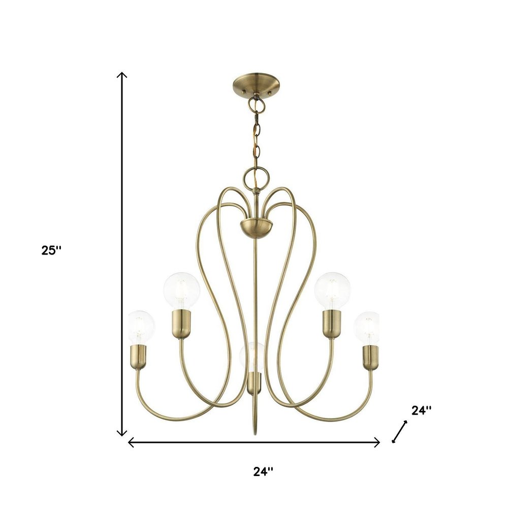 Five Light Dimmable Chandelier With Shades