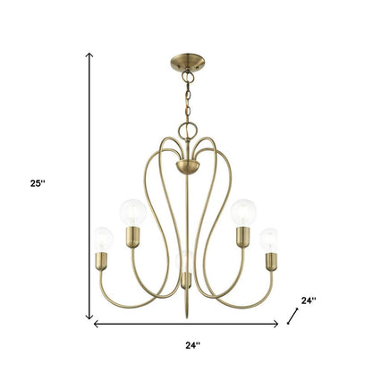 Five Light Dimmable Chandelier With Shades