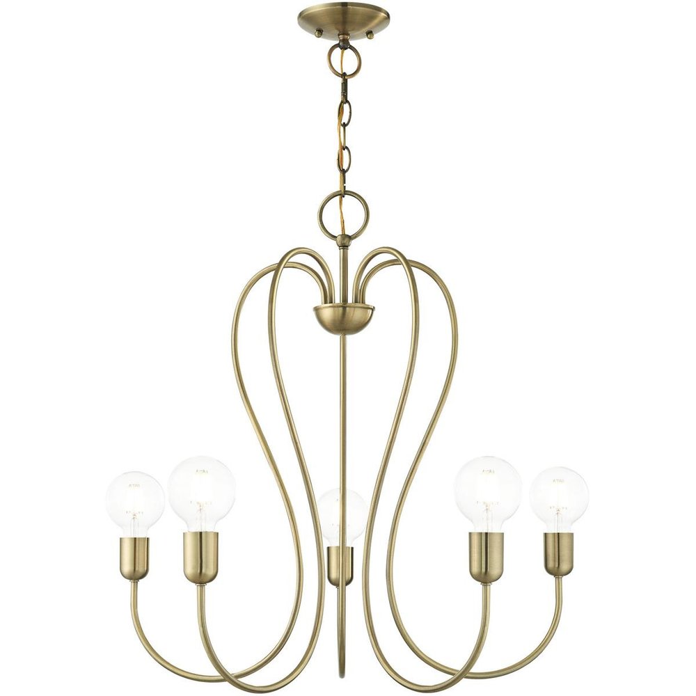 Five Light Dimmable Chandelier With Shades