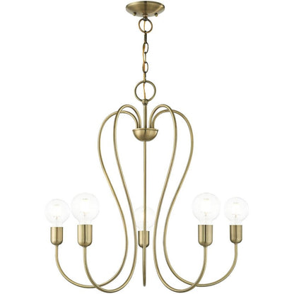 Five Light Dimmable Chandelier With Shades