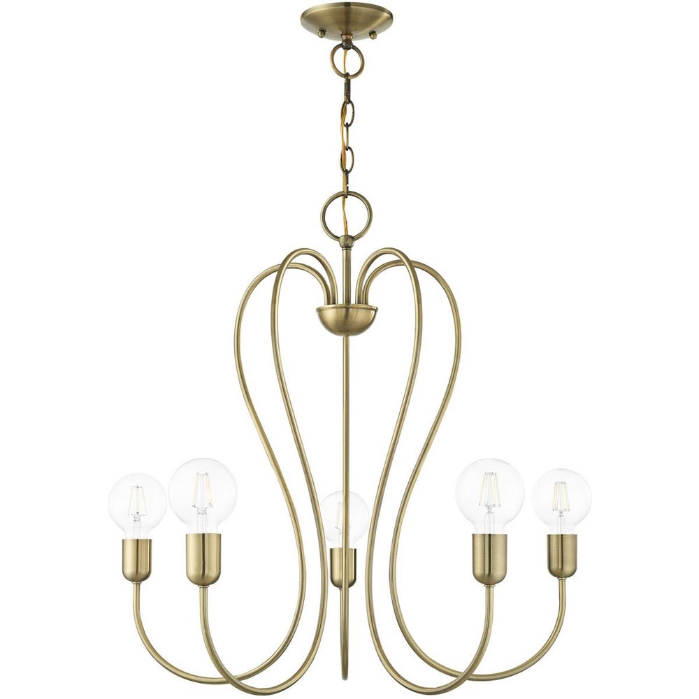 Five Light Dimmable Chandelier With Shades