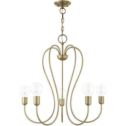 Five Light Dimmable Chandelier With Shades