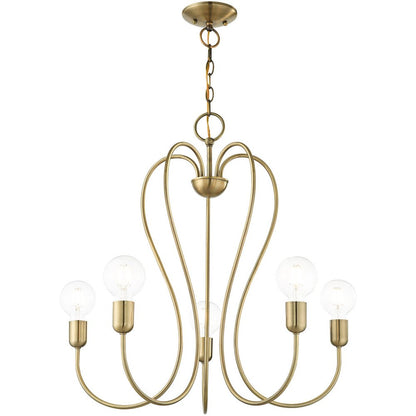 Five Light Dimmable Chandelier With Shades
