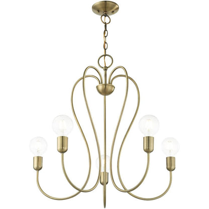 Five Light Dimmable Chandelier With Shades