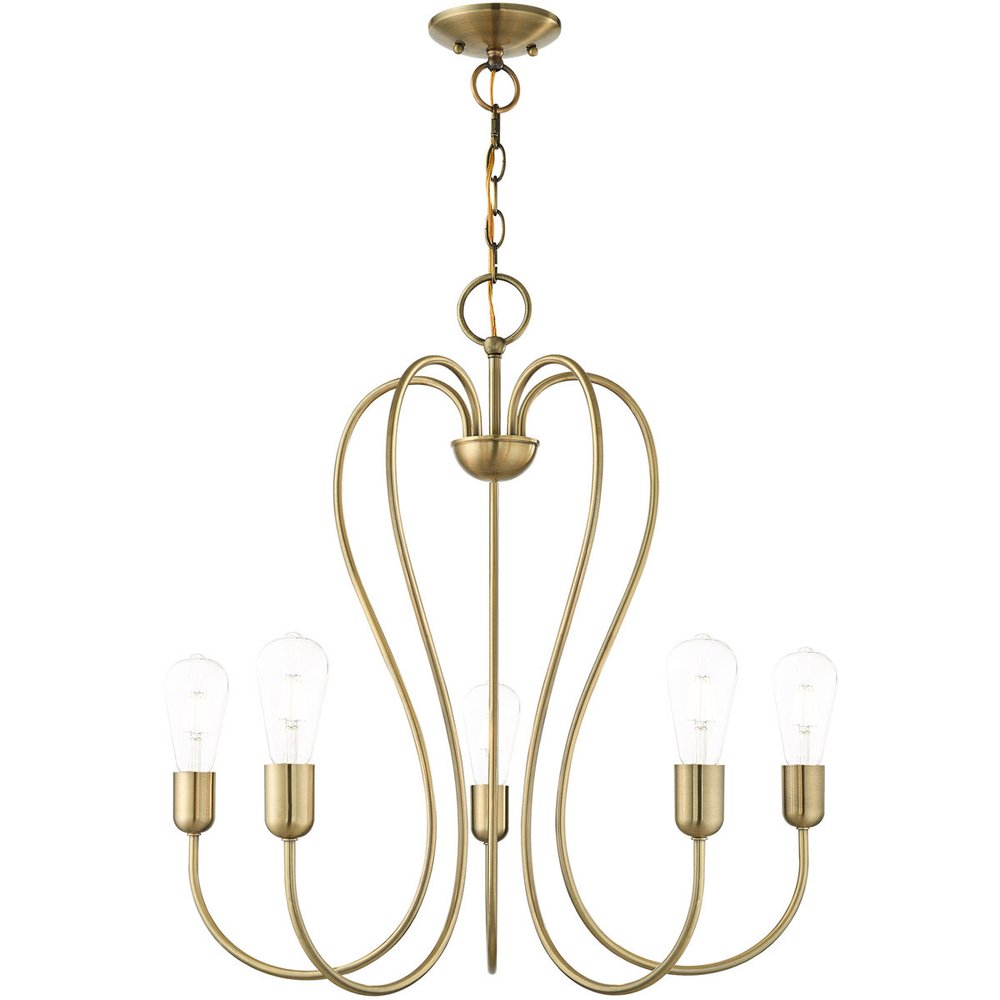 Five Light Dimmable Chandelier With Shades
