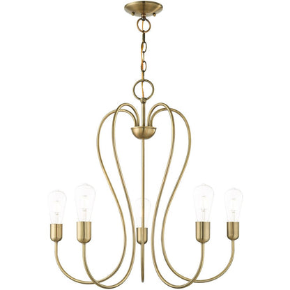 Five Light Dimmable Chandelier With Shades