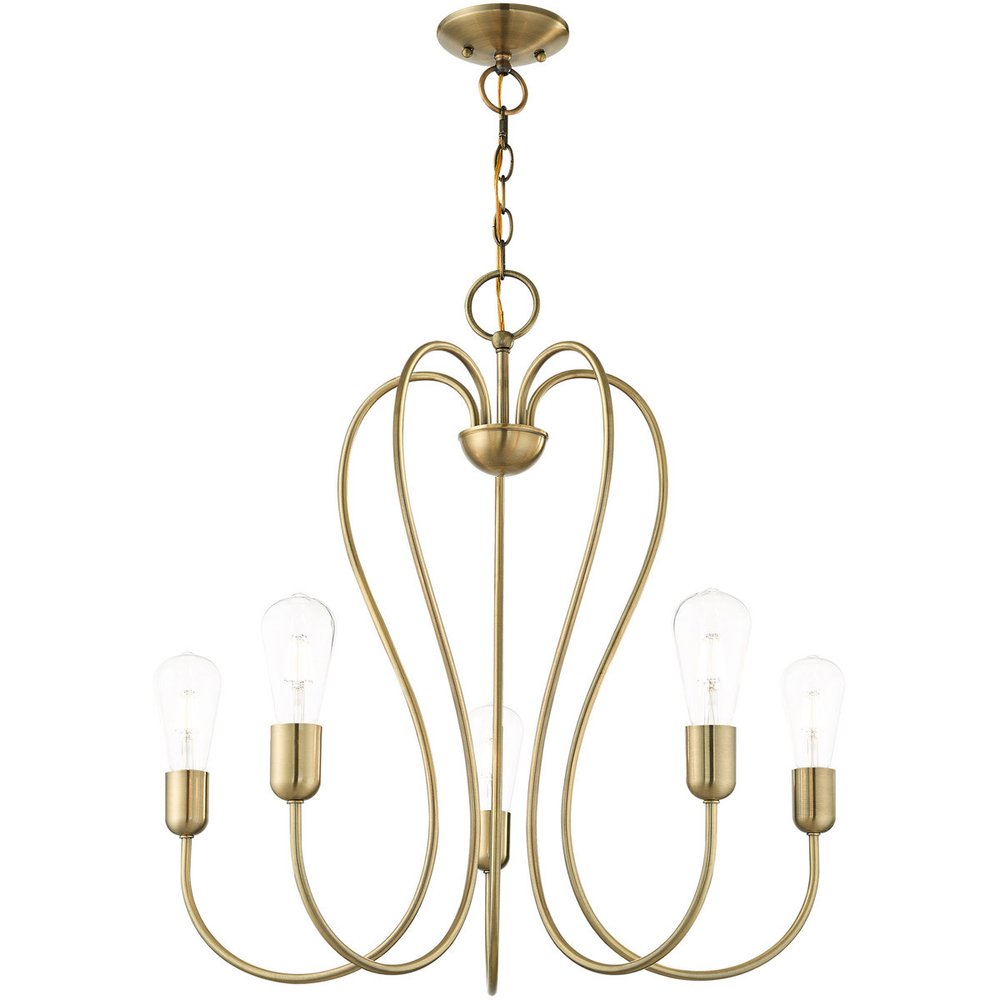Five Light Dimmable Chandelier With Shades