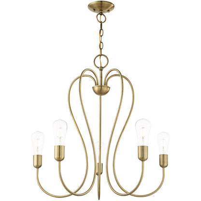 Five Light Dimmable Chandelier With Shades