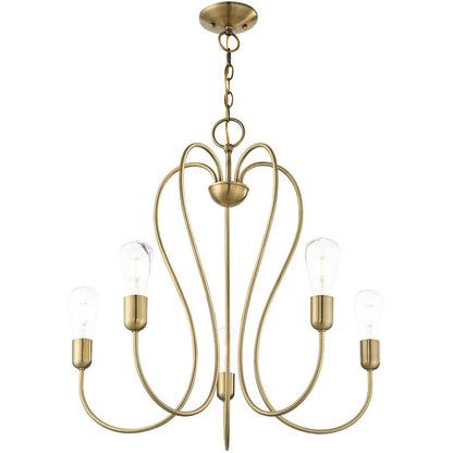 Five Light Dimmable Chandelier With Shades