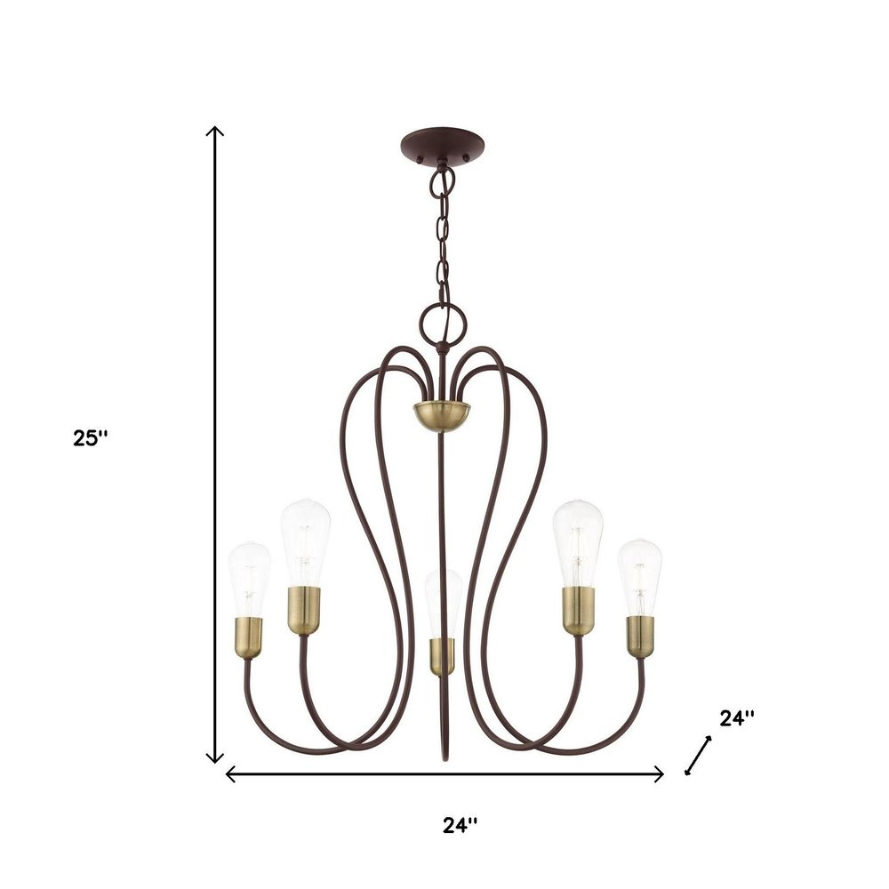 Five Light Dimmable Chandelier With Shades