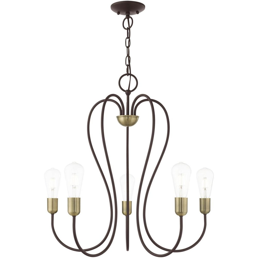 Five Light Dimmable Chandelier With Shades