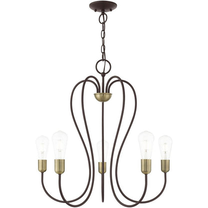 Five Light Dimmable Chandelier With Shades