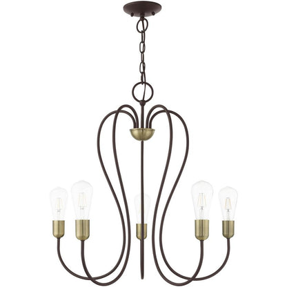 Five Light Dimmable Chandelier With Shades